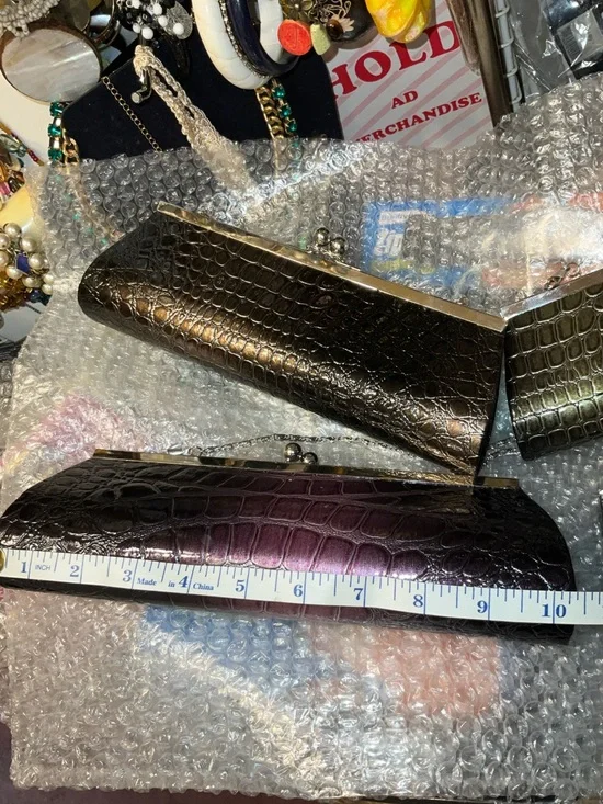 Croc-Embossed Clutch Purse - Multicolor Metallics - Picture 7 of 16